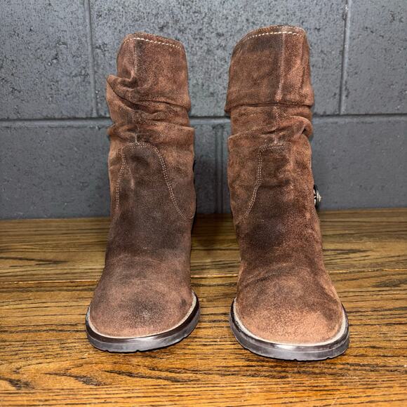 Rockport Women’s Brown Suede Slouch Ankle Boots 7.5 Buckle Low Heel Comfort - Picture 3 of 8